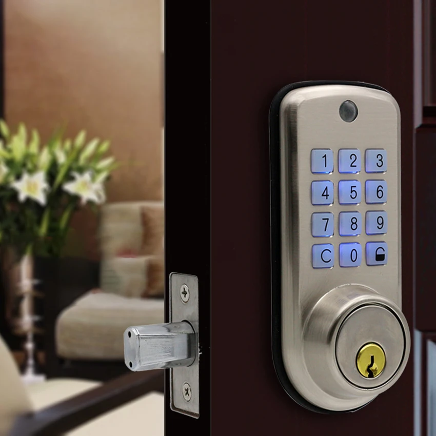 Smart Deadbolt Door Lock with Keys Home Electronic Keypad Deadbolt Doot Lock Keyed Entry Zinc Alloy Brushed Silver