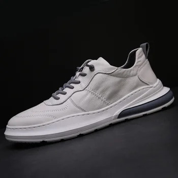 

Sneakers Men Autumn and Winter Layers Cowhair Men Leisure Small White Shoes Comfortable Soft Leather Mens Shoes 121106