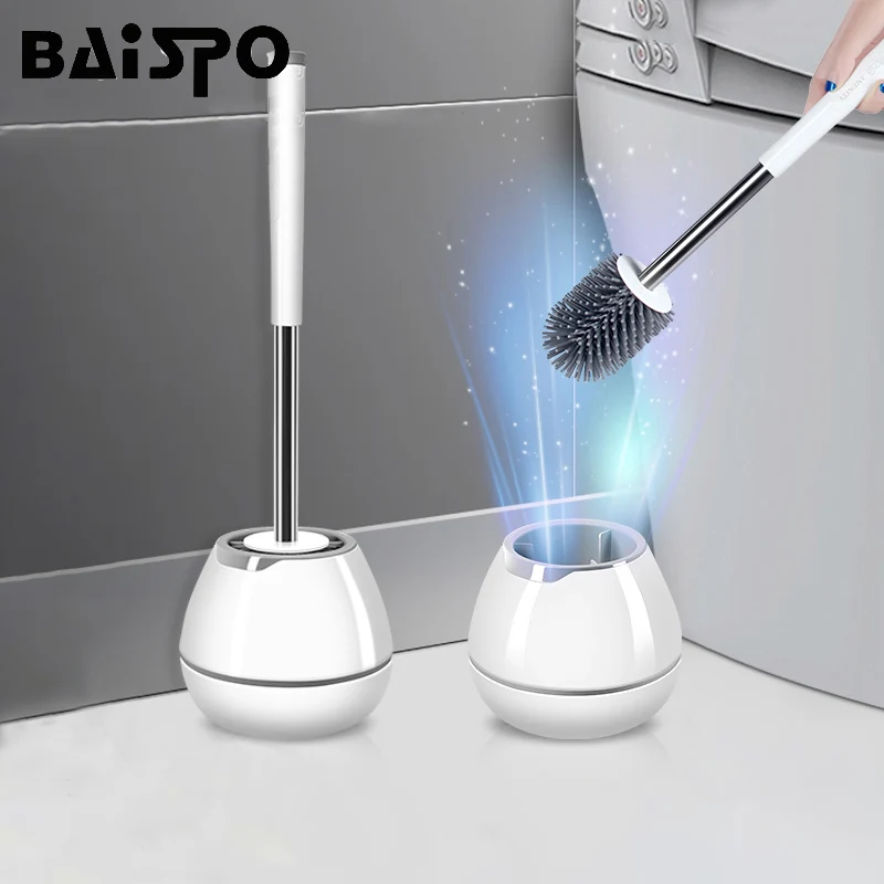 

BAISPO TPR Toilet Brush Household Cleaning Product Silicone Brush Head Bathroom Accessories Sets Wall-mount Cleaning Tool
