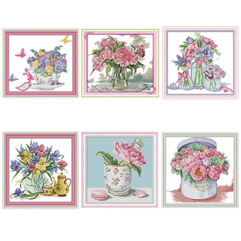 

Flower Series Cross Stitch 14ct 11ct Count Cross Stitch Kit DIY Cross Stitch Set Embroidery Needlework Home Decoration Painting