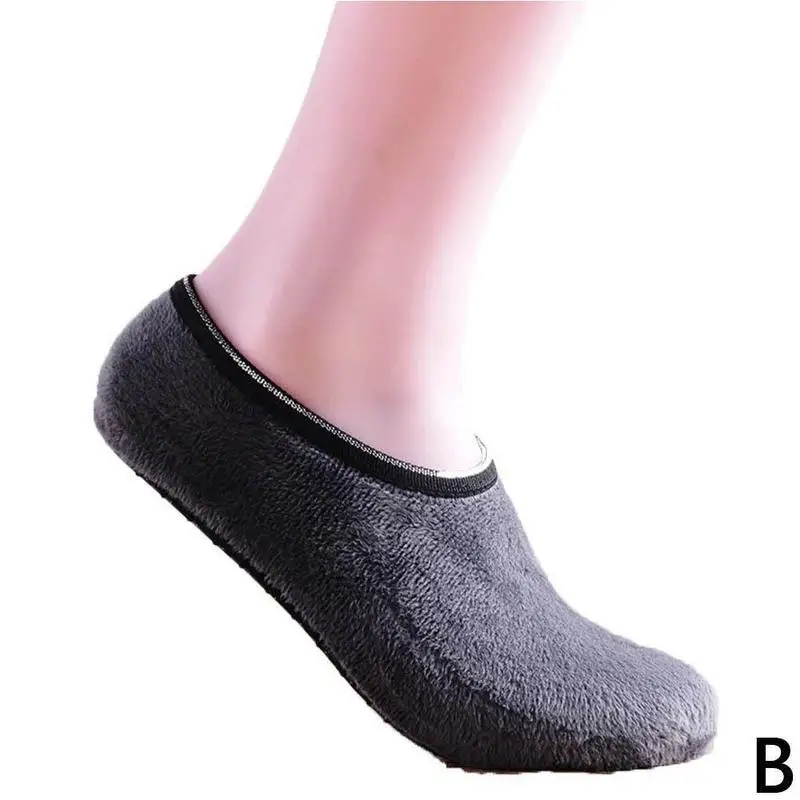 Autumn And Winter Plus Velvet Thick Floor Socks For Boys And Girls Adult Baby Non-slip Floor Socks Cover Shoe Covers - Color: Black