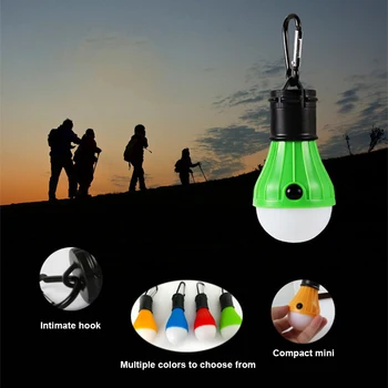 

Mini Portable Lantern Tent Light LED Bulb Emergency Lamp Waterproof Hanging Hook Flashlight For Camping 4 Colors Use 3*AAA