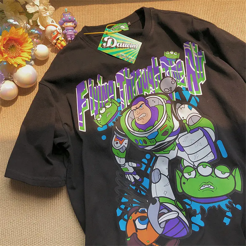 Buzz Lightyear Toy Graphic Tee Oversized Cotton T Shirts O-neck 