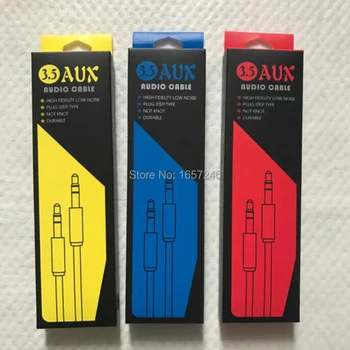 

18x5x2cm Red Blue Yellow Paper Retail Box Display Packaging Box For 1M 2M 6FT Audio AUX Cable
