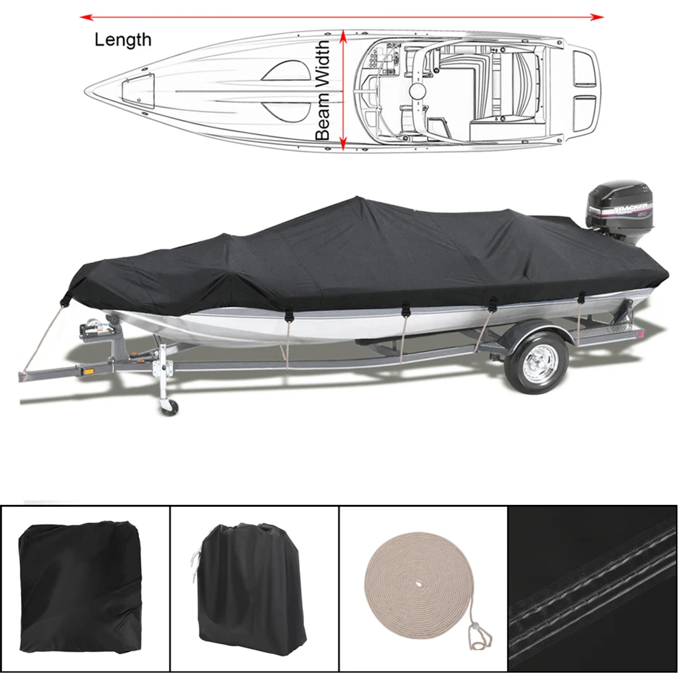 420D Strong Trailerable Boat Cover Water Proof Rain Fish-Ski V-Hull Sun UV Protector Tapes Speedboat Mooring Covers D40
