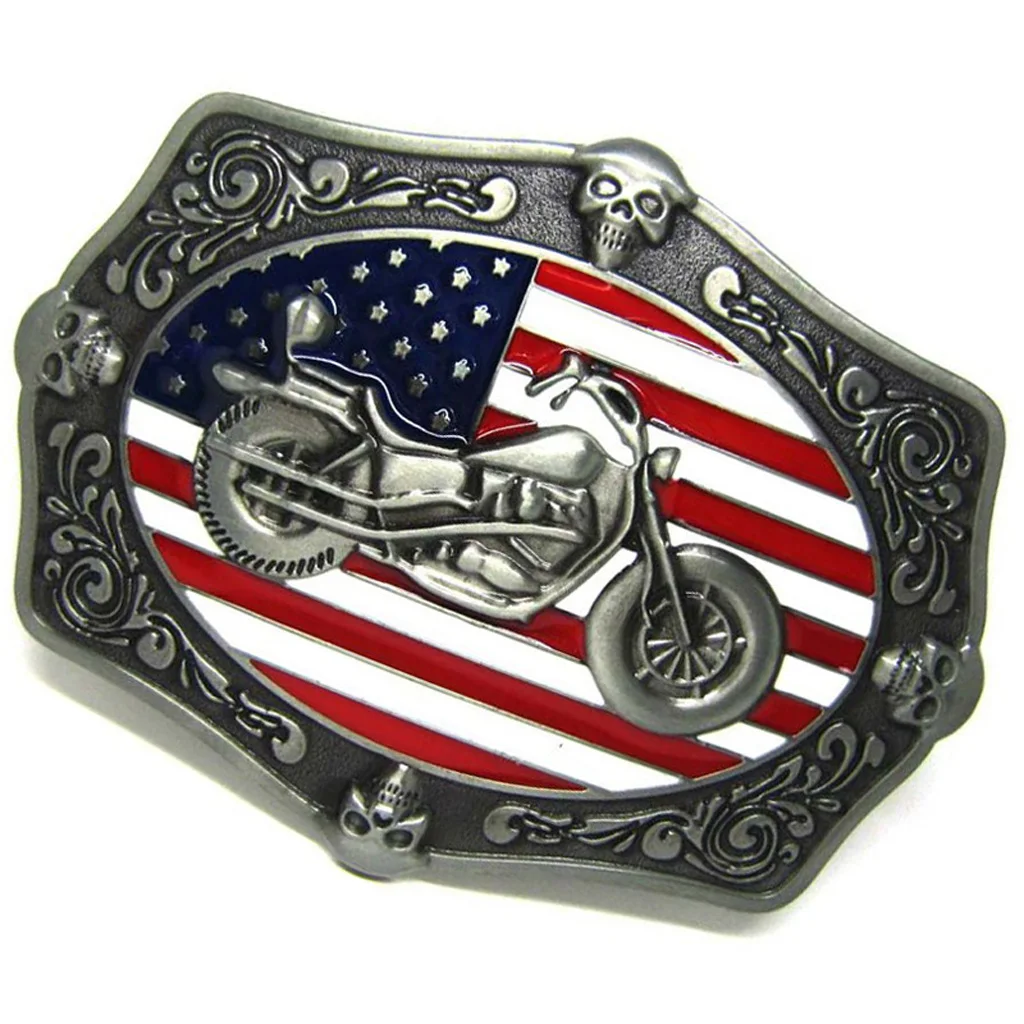 Vintage American Flag Heavy Metal Motorcycle Biker Rider Belt Buckle for Men