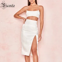 VC, новинка, шикарный комплект из двух предметов, сексуальный, на тонких бретелях, на молнии, дизайн знаменитостей, вечерние костюмы с юбкой