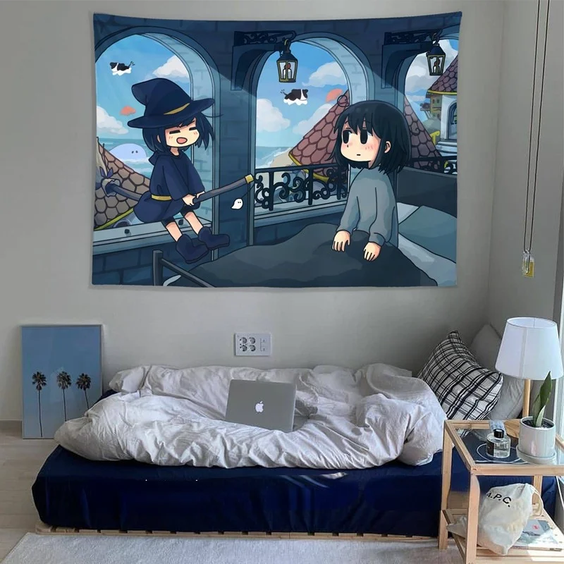 HOKMAH Tapeçaria colorida de anime fofo, design de desenho animado japonês  Kawaii japonês engraçado tapeçaria rosa arte de parede para sala de estar  quarto dormitório decoração de casa tapeçarias pano de fundo (