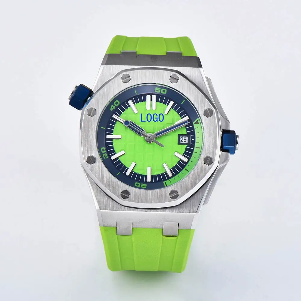 

OUMASHI Men's Automatic Mechanical Watch Calendar Stainless Steel Rubber Strap Luminous Waterproof 41MM AP3