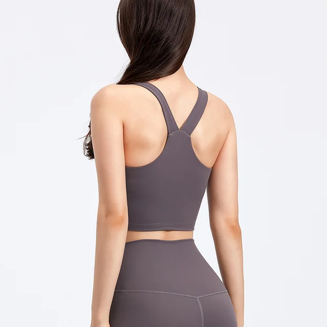 Lulu High Quality Butter Soft Fitness Bra Gym Yoga Vest Women Athletic Run Sports Tank Top Run With Chest Pad Push Up Clothing Sea moon rock