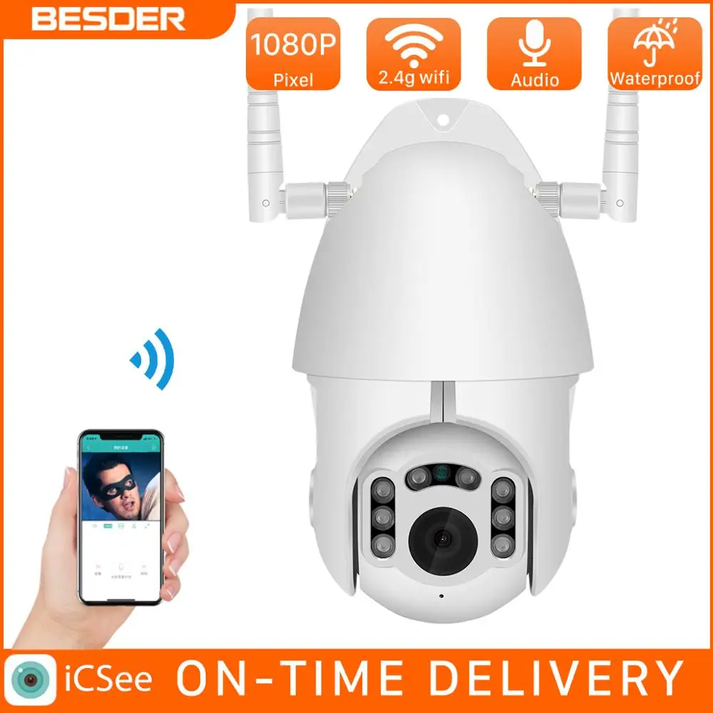 BESDER двойная антенна PTZ 1080P WIFI IP камера наружная беспроводная CCTV безопасности ONVIF IR