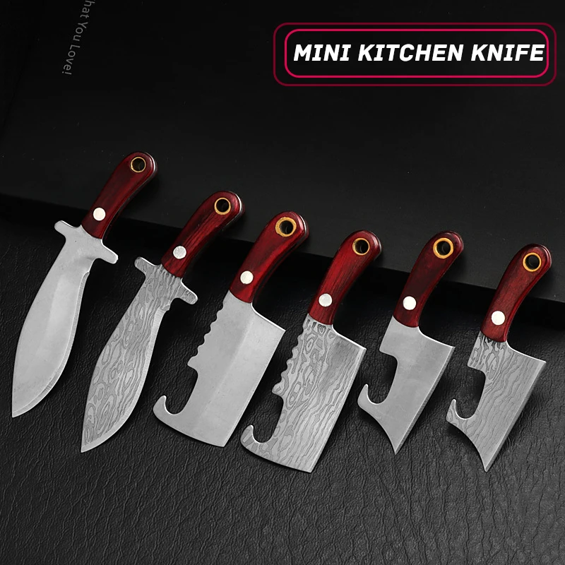 Mini kitchen Knife Unboxing Portable Small Blade Wine Bottle Opening Paper Cutting EDC Keychain Hanging Multi Survival Tools