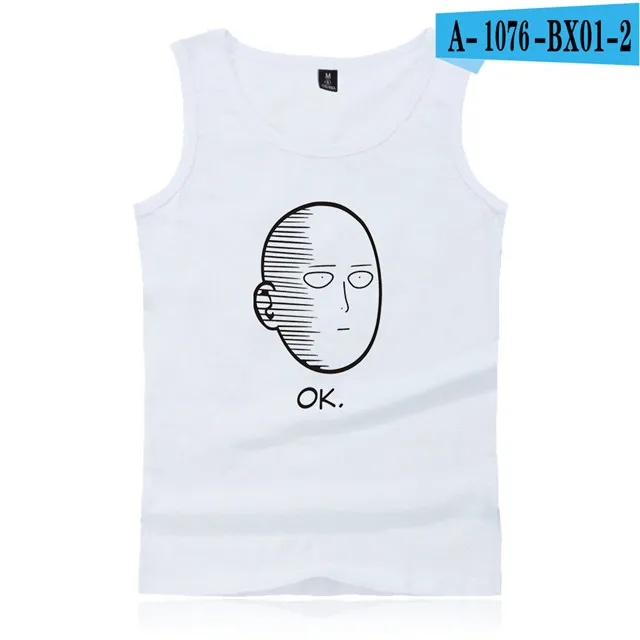 white One Punch Man Hero Сайтама оппай хлопковый топ на бретелях оверсайз Летний жилет Повседневный Топ для фитнеса Мужская рубашка без рукавов для бодибилдинга - Цвет: white