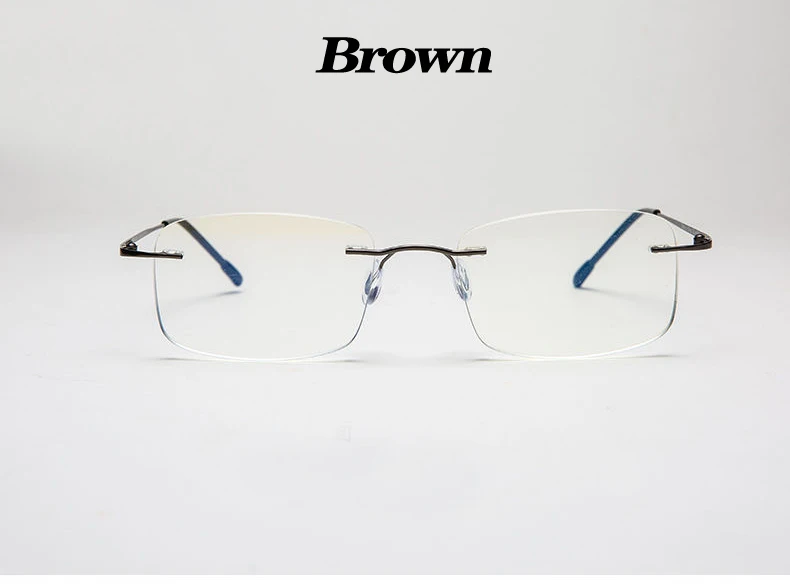 Randlose Lesebrille aus Titanlegierung, ultraleicht, quadratisch, flexibel, Presbyopie-Brille, Anti-Blau-Brille, Unisex – Detail 8