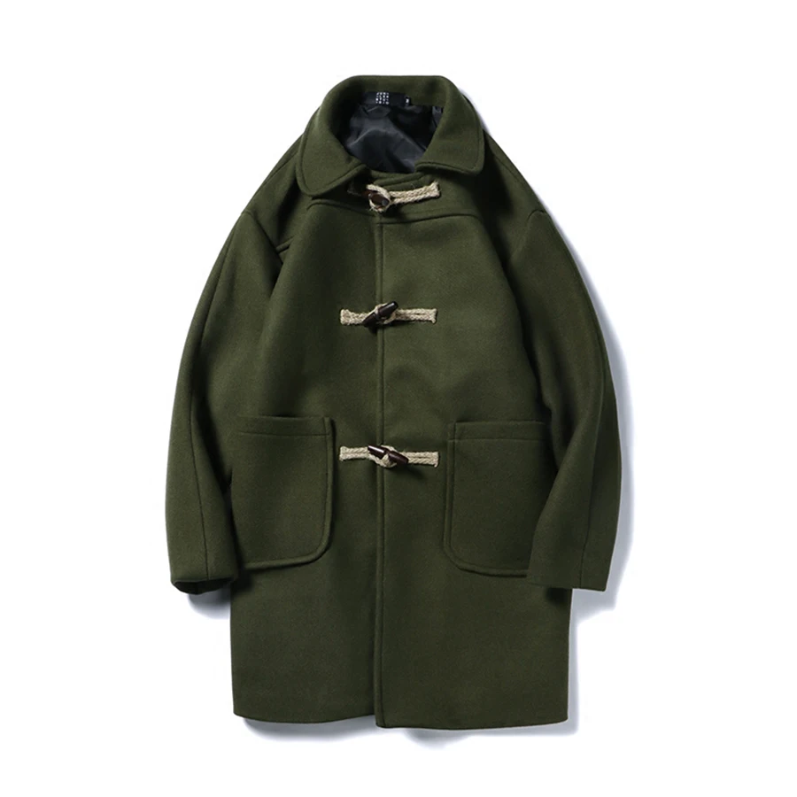 

2019 Slim Men Overcoat Collar Black Korean Duffle Man Wool Blend Coat Buttons Mens Long Overcoats