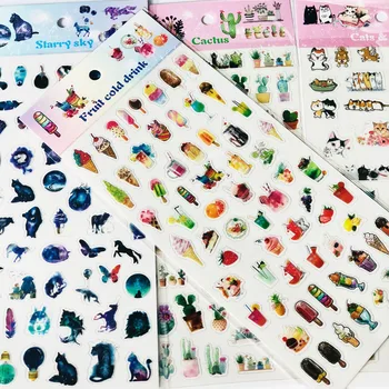 

1 Sheet Mini Stickers Cactus Cat Starry Ice Cream Diary Album Decorative Stickers DIY Decoration