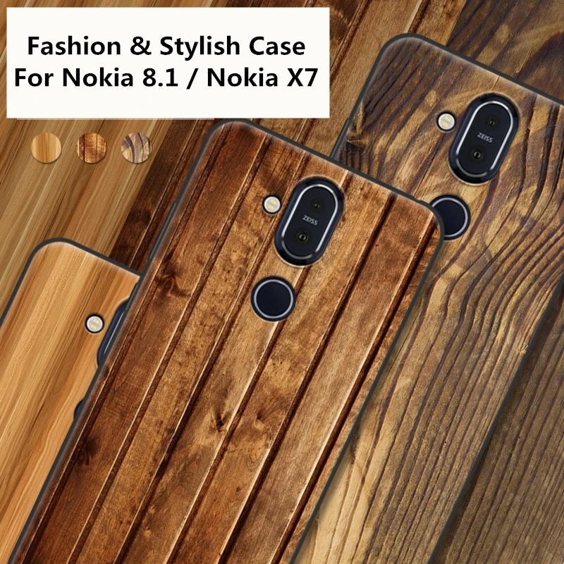 Для Nokia 8 1/X7 чехол деревянный камень Модный чехол-крышка с узорами для 1 Мягкая