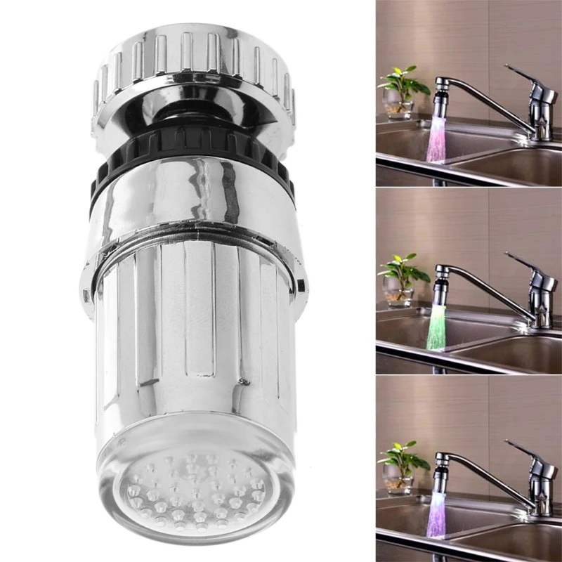 

3 Color Changing LED Light Water Faucet Temperature Sensor Tap Kitchen Bathroom