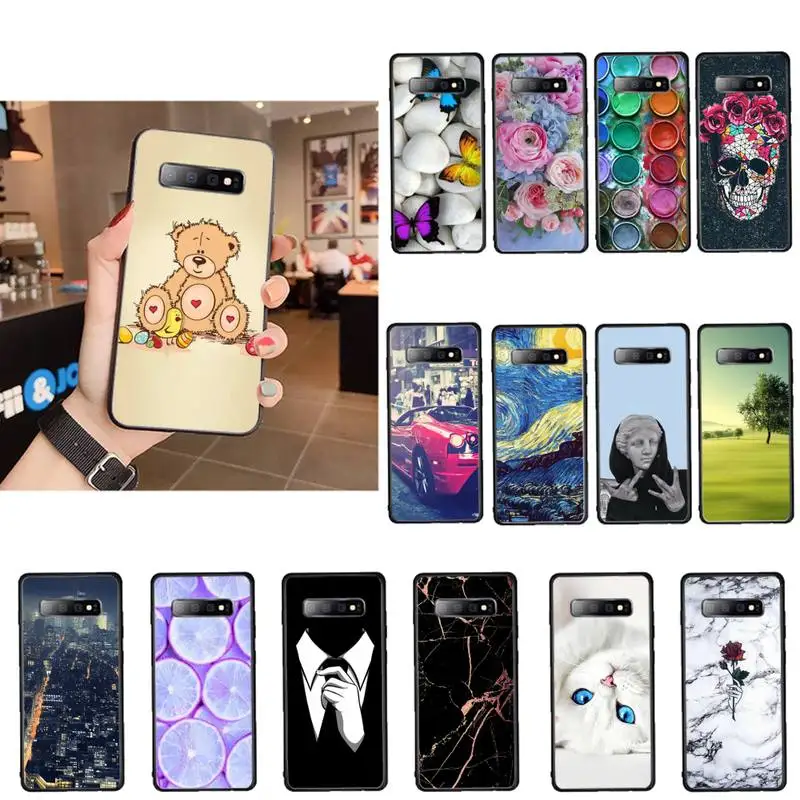 

Cute animal panda rose flower skull David statue art marble Phone Case For Samsung A50 51 71 10 40 30 S note 10 20 j4 plus