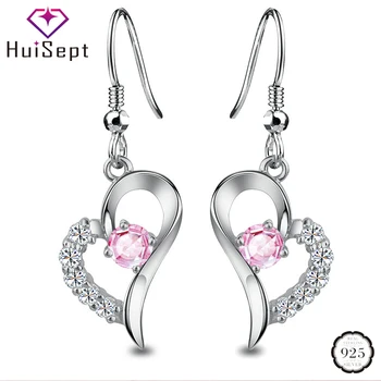 

HuiSept Fashion Drop Earrings 925 Silver Jewelry Heart-shaped Zircon Gemstones Earrings for Female Wedding Party Gifts Wholesale