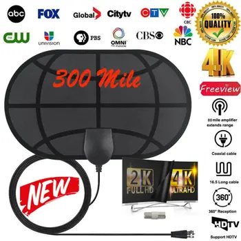 

2019 Newest Fashion Thin Digital HDTV Indoor Freeview Antenna TV Aerial Amplifier 300 Mile Range
