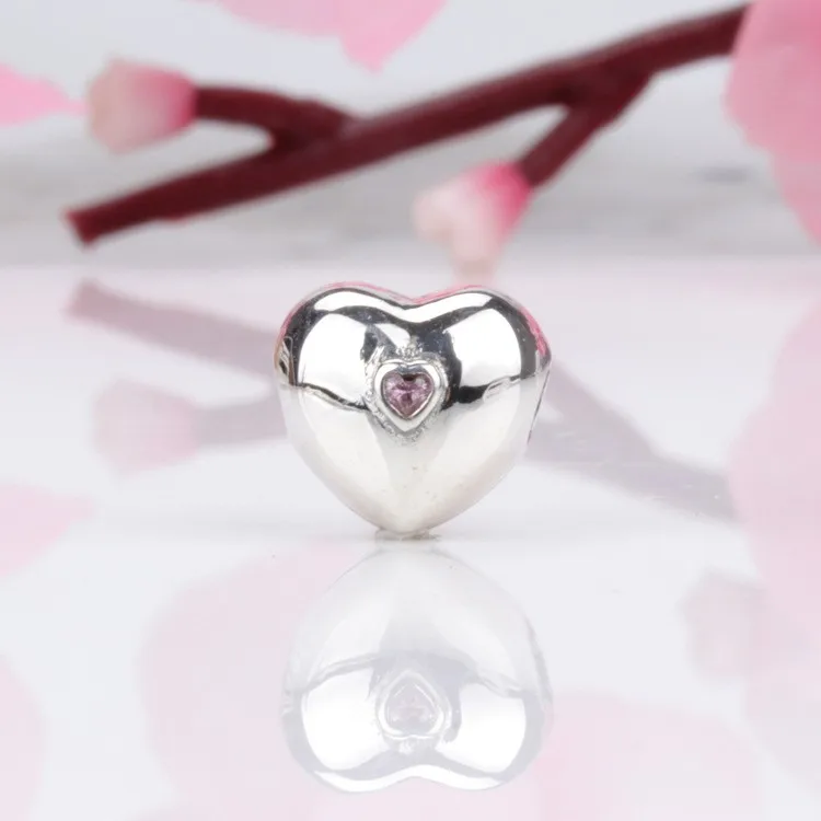 

Original 925 Sterling Silver Charm Fashion Heart With Crystal Clip Fit Pandora Women Bracelet & Necklace Diy Jewelry