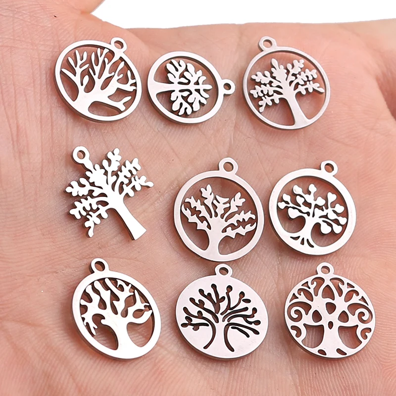 10 шт./лот Смешанные Подвески из нержавеющей стали с изображением дерева жизни