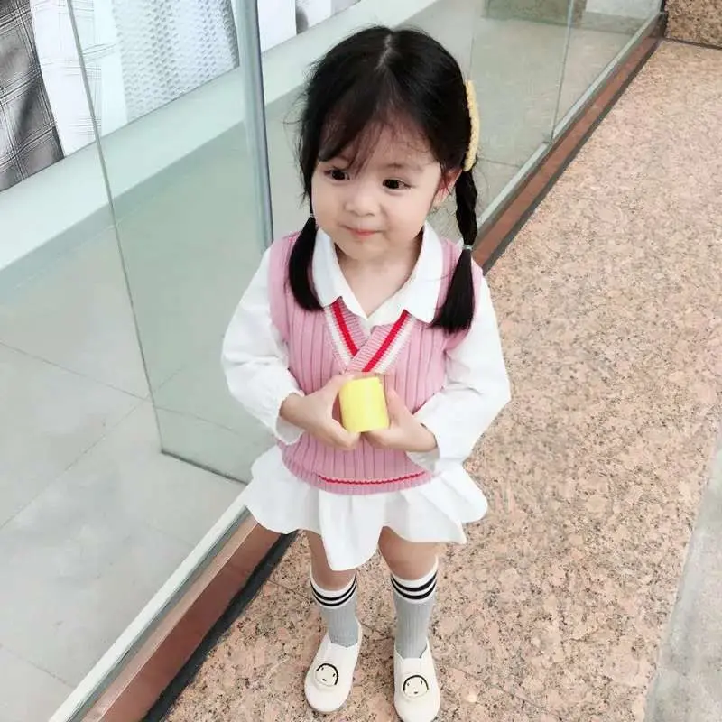 

Baby Vest 2019 Spring And Autumn New Style Girls Outer Wear Children Yarn Waistcoat Small CHILDREN'S Knitted Kids Korean-style S