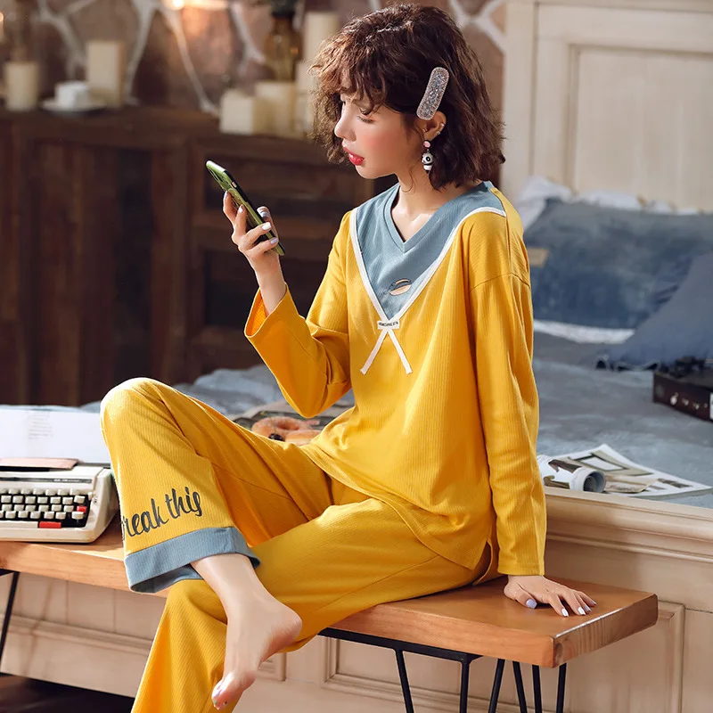 

913 # Spring Pajamas WOMEN'S Suit Tracksuit 6535 Sunken Stripe M -Xxl