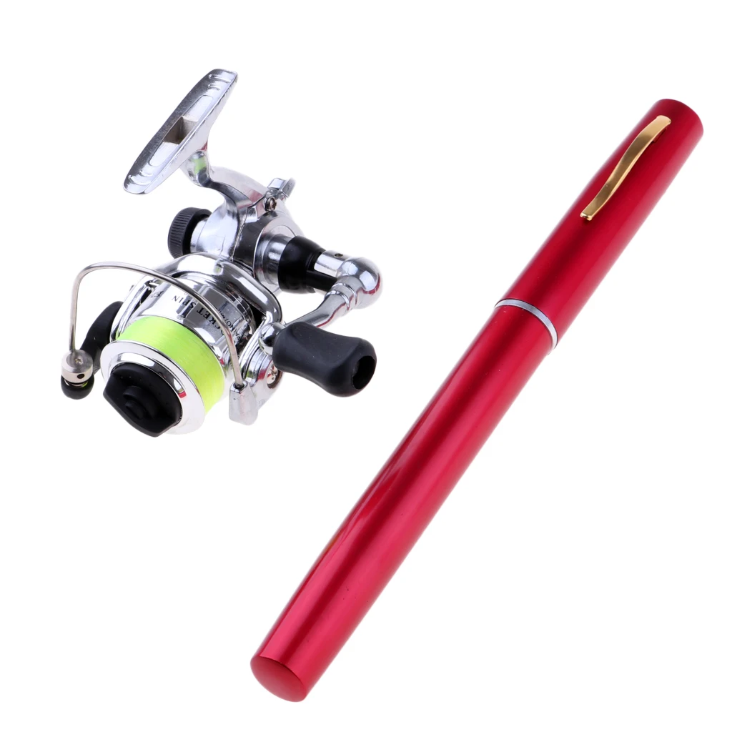 1.4M Pocket Collapsible Fishing Rod Reel Combo Mini Pen Fishing Pole Kit 7 Colors Pen Shape Folded Rod With Reel Wheel