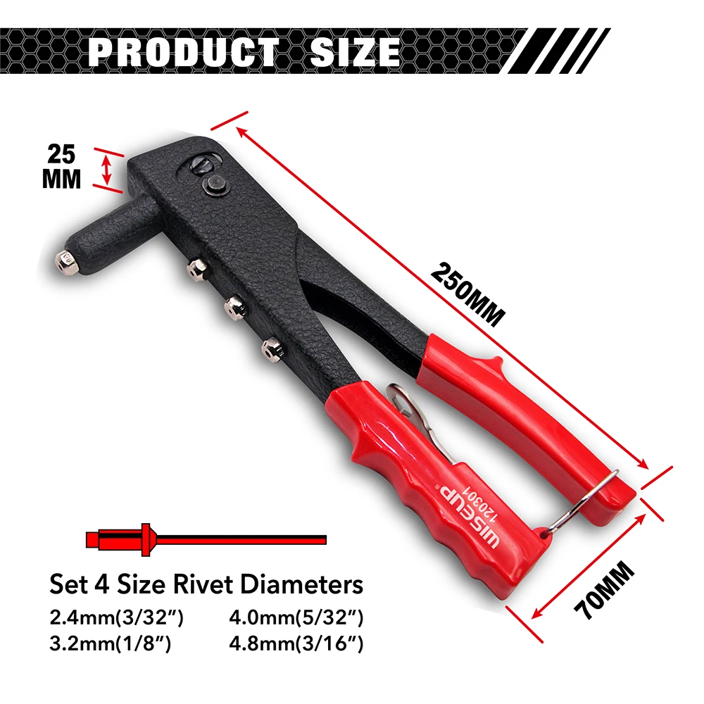 Rivet Gun Rivet Nut Tool Double Handle Hand Stainless Steel Manual For M2.4 M3.2 M4 M4.8