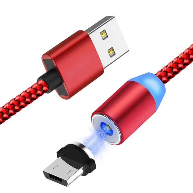 Магнитный usb-кабель type-C провод для быстрого заряда для samsung A8 A50 S9 Honor 9X htc U11 U19e Desire 19+ LG Stylo 5 G8 G7 Thinq G6 Q9 - Цвет: Красный