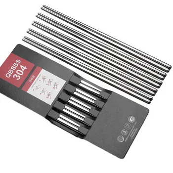 

5 Pairs Reusable Chopsticks Set Metal Stainless Steel Chopsticks Kitchen Utensils Non-slip Stainless Steel Chopsticks Set