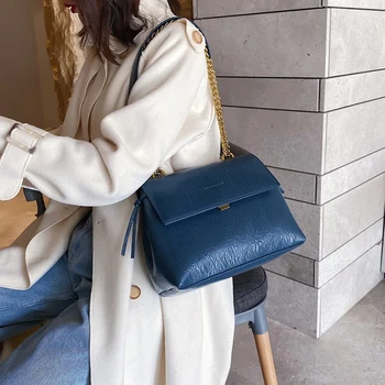 

FGGS-Vintage Fashion Women's Handbag PU Leather Ladies' Handbag Chained Shoulder Crossbody Bag