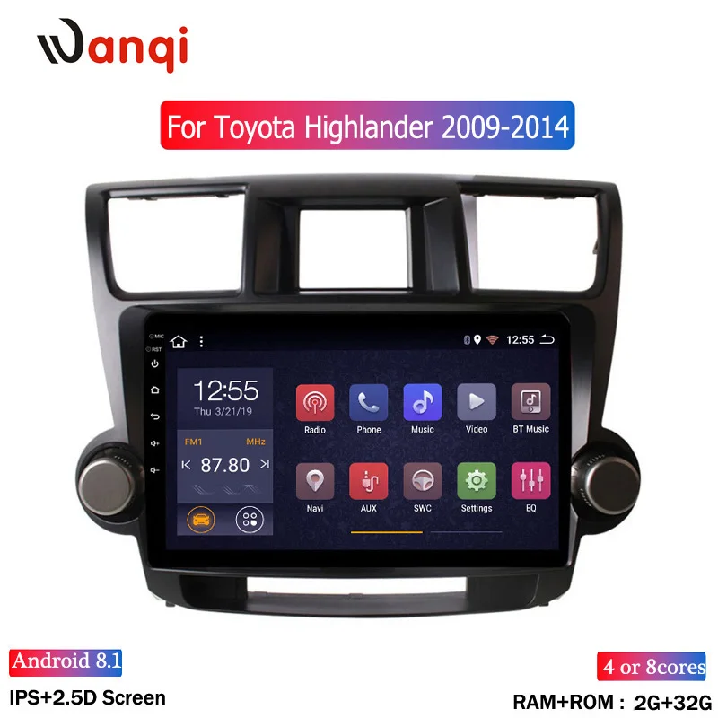 10.2 inch PIP Octa 8 Core 2G+32Gb Android CAR Radio DVD Player for Toyota Highlander 2009-2014 car dvd navigation wifi BT 4.8 | Автомобили
