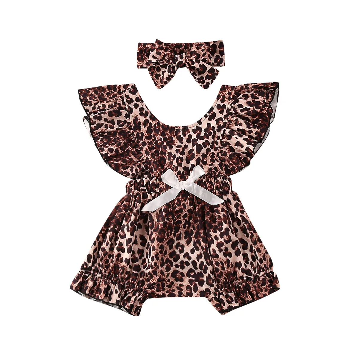 

Baby Romper Baby Girl Clothes Newborn Infant Kids Baby Girls Leopard Print Romper Elastic Jumpsuit Headband 2pcs Outfit Clothes