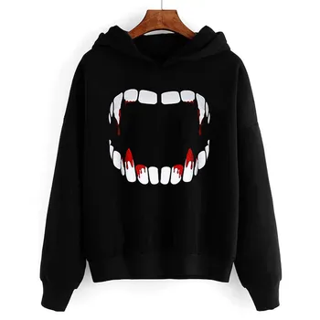 

Women Halloween Vampire Horror Blood Sweatshirt Hooded Pullover Tops Blouse harajuku hoodies sweatshirt women streetwear 2019