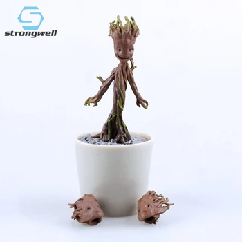 

Strongwell Potted Groot Figurine Baby Groot Animation Model Tree Man The Galaxy Kid Decoration Toy Cartoon Cute