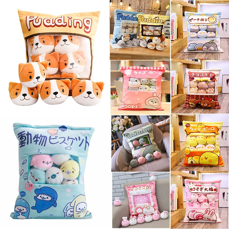 Un sac de peluche pouding jouets Mini animaux poupée Sakura lapin Hamster pingouin ours poussin fraise chien chat cochon oreiller cadeau