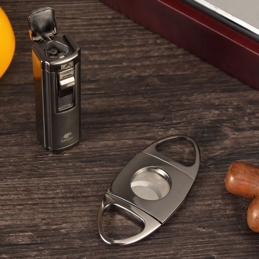 

COHIBA Powerful And Windproof Triple Jet Torch Lighter Sharp Metal Cigar Cutter Tobacco Cutting Cigar Lighter Cutter Set