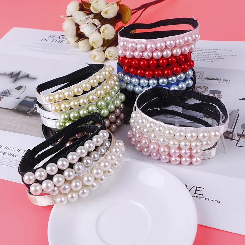 1pair Fashion Imitation Pearl Heels Band Elastic Straps Accessory