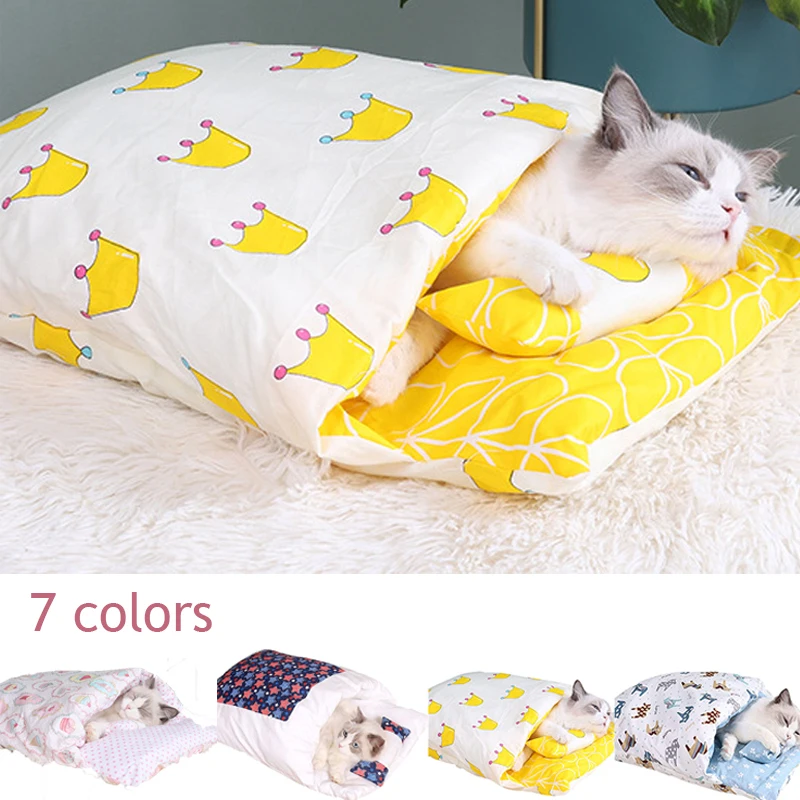 Dog Cat Bed Cat Sleeping Bag Nest Mat Winter Warm Cat House Washable Pet Bed Puppy Kennel Sofa Cushion Pets Products
