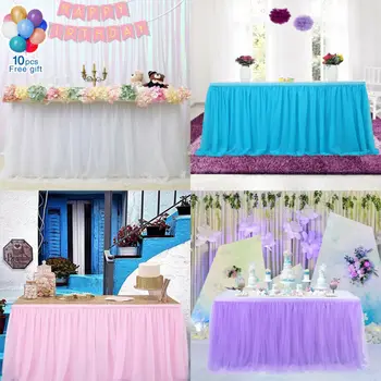 

2020 Tulle Table Skirt Cover Birthday Wedding Festive Party Decor Table Cloth