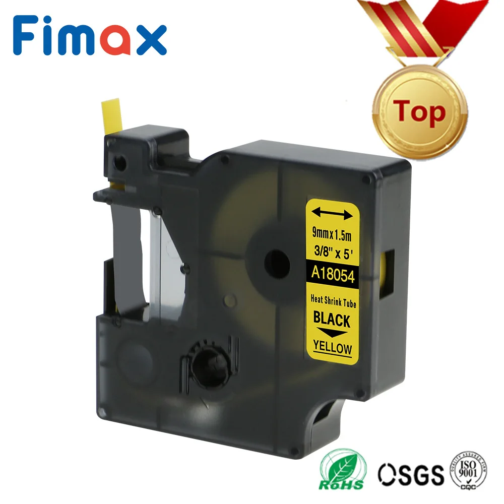 Fimax 1 шт. 18051 18052 совместимый для Dymo промышленный терм усадочная трубка для Dymo 18053 18054 18055 18056 Dymo носорог принтер для печати этикеток - Цвет: Black on Yellow