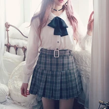 KEQI Bobon21; Милая юбка принцессы; тонкая плиссированная клетчатая юбка в студенческом стиле и пояс, который можно снять; B1526