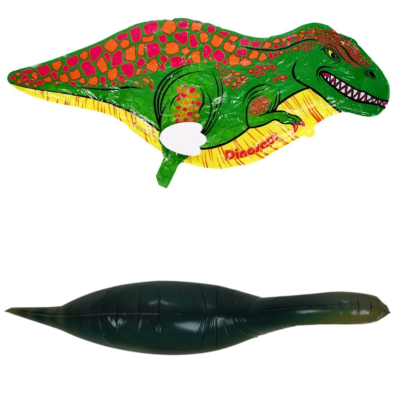 2 Pcs Cute Walking Pet Balloon Animal Air Walker Foil Balloon Helium Kids Fun Parties, Green Dinosaurs & Light Blue Super Dinosa