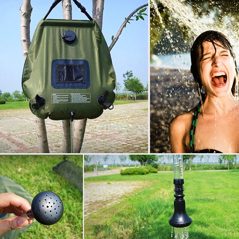 Outdoor Water Bags For Hiking Camping Shower Bag 20L Heating Camping Shower Hydration Bag Hose Switchable Shower Head