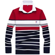 Зона джунглей Мужская брендовая Высококачественная вышитая рубашка Поло мужская рубашка поло с длинными рукавами новые полосатые поло 8815