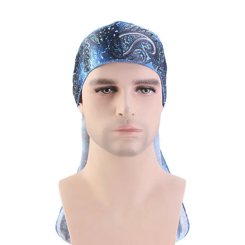Мужская шелковая Шапка тюрбан Durags головной убор с принтом Doo Durag Unixes Пиратская