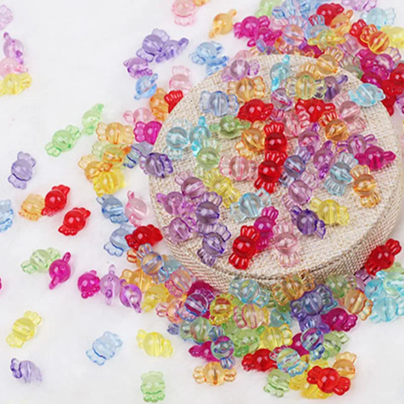 40pcs Cute Candy Shape Acrylic Beads DIY Candy Color Beaded Children's Toys Necklace Bracelet Jewelry Accessories Wholesale 16mm